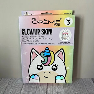 NEW The Crème Shop Glow Up Skin Set of 3 Unicorn Magical Face Masks